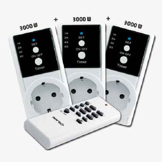 Kit de 3 enchufes inal�mbricos por control remoto, On /Off  y temporizador