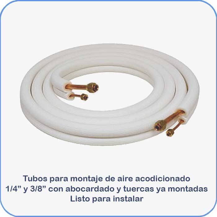 Tubos montaje aire acondicionado 1/4" y 3/8" 5m abocardado con tuercas