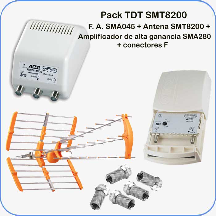 Pack  Antena SMT8200 + Alimentador + Amplificador SMA280