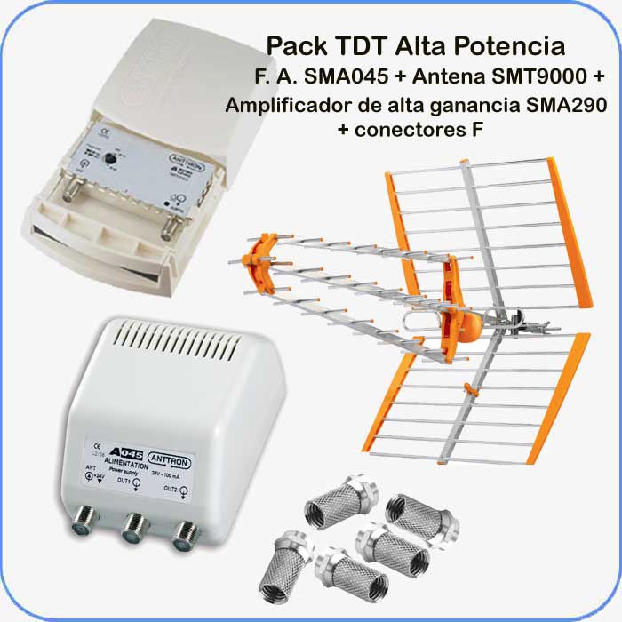 Pack Antena SMT9000 + Alimentador + Amplificador SMA290