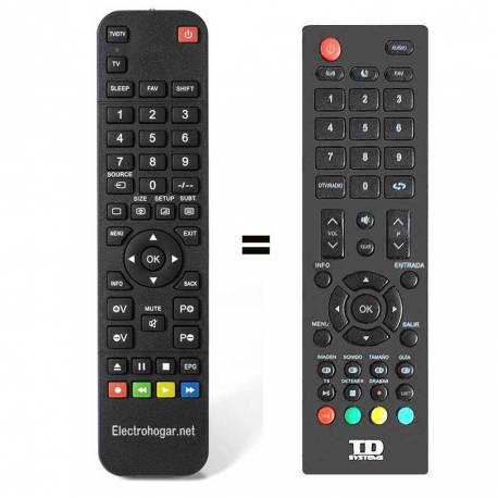 Mando TD Systems K24DLM7F, K32DLM7H, K40DLM7F, K49DLM8U, K50DLM8F, K55DLM8U, y otros modelos