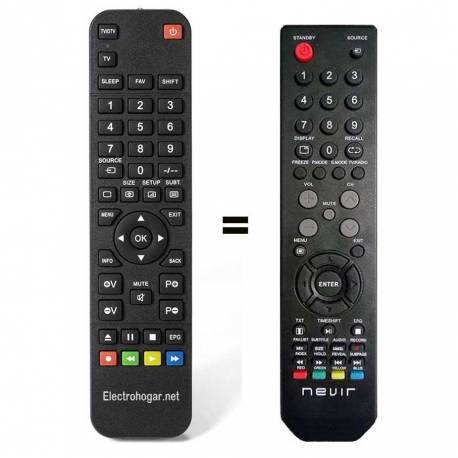 Mando a distancia para Nevir NVR-7406-43HD-N NVR-7406-39HD-N. ,,, 