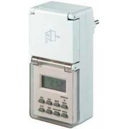 Enchufe con programador y reloj temporizador digital con tapadera protectora