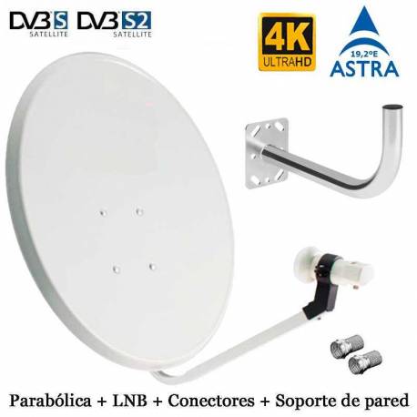 Kit Satelite astra, Parabólica de 60cm + LNB+ Soporte de pared