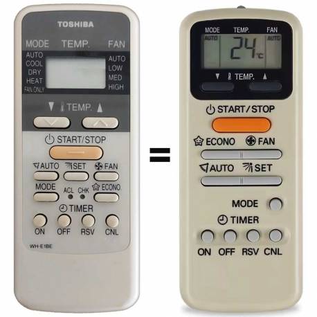 Mando para aire Toshiba, WC-E1NE, WH-E1NE, WH-E1BE, ...