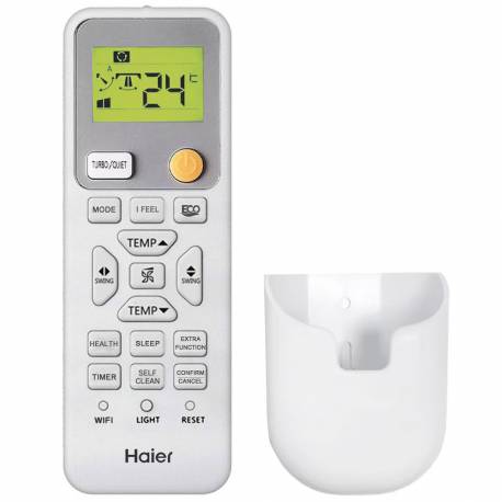 Mando Aire Haier YR-HE2, recambio original. con soporte de pared