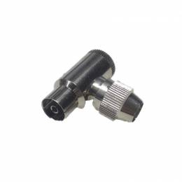 Conector coaxial ( IEC ) acodado Hembra para TV con carcasa metálica