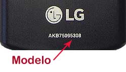 comprobación del modelo de mando a distancia LG