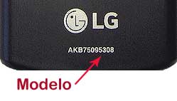 comprobación del modelo de mando a distancia LG AKB75095308