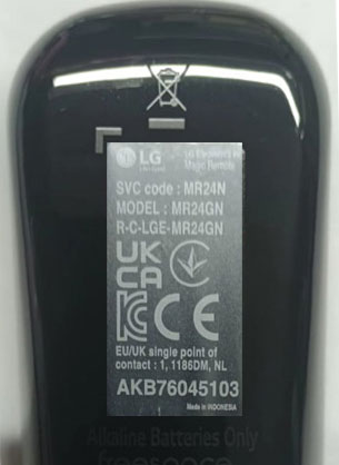 localizar modelo mando LG MR24GN, AKB76045103, MR24GA, AKB76045003