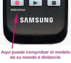 Donde localizar el modelo del mando Samsung BN59-01054A y Samsung BN59-01052A