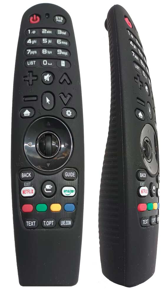 Vista de como queda la funda para mando LG AN-MR600, AN-MR650, AN-MR650A, AN-MR18BA. AN-MR19BA, MR20GA.