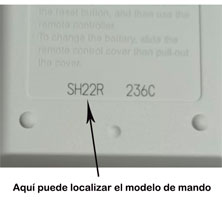 localizar modelo mando aire mitsubishi SH22R